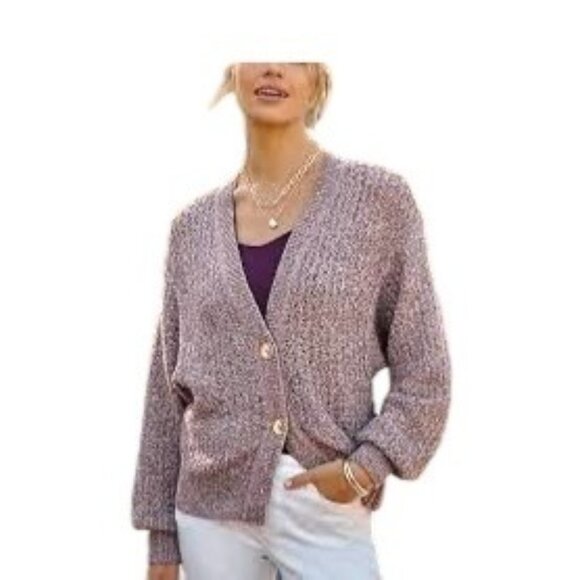 J.Jill Rose Petal Button Down Petite Cardigan Pink Size LP Coastal Beach Spring - Picture 1 of 12